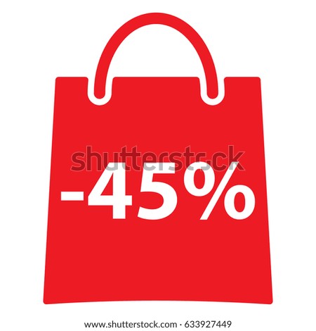 -45% Off bag icon.. Red color. Vector illustration.