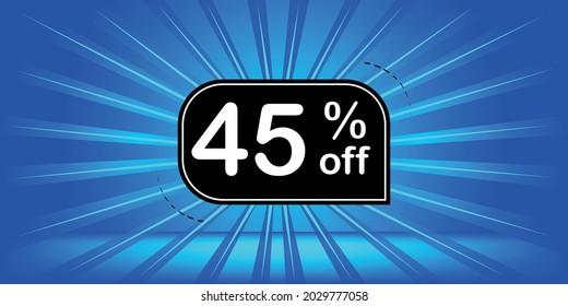 45% off - blue and black banner - 
forty-five percent discount banner for big sales.