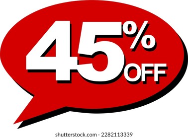 45% de descuento, globos de voz tipo historieta, para descuentos, promociones y ventas
