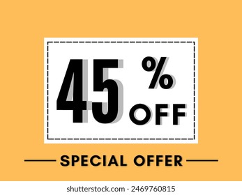 45% off discount creative vector banner illustration, sale special offer 45% off, 45% off discount creative vector