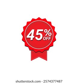 45% Off discount offer vector label design. Tag design for business advertising.