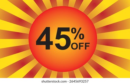 45 % de réduction. Remise sur votre prix. Numéro en noir et blanc composé d'un élément graphique représentant un soleil avec des rayons en rouge et jaune.eps