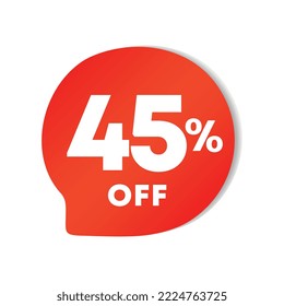 45% off. Discount price icon. Sales for retail, store. Special offer vector