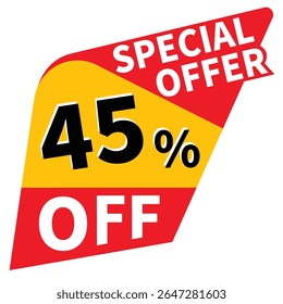45% off discount promotion vector illustration, offer sale banner, big sales offer design in typography, vector in transparent background
