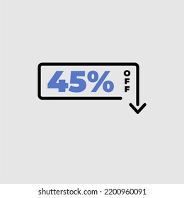 45% OFF discount tag box with arrow
