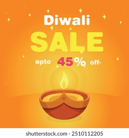ATÉ 45% Fora Para Diwali Super Venda Poster Design Em Cor De Bronze Com Lâmpadas De Óleo Iluminado (Diya)