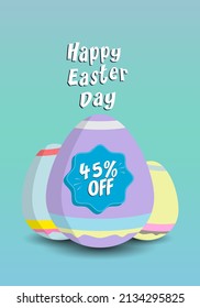 45% de descuento en la venta de Semana Santa. Cartel con 45 por ciento de descuento