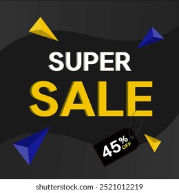45% Rabatt, Flat Sales Vektor Abzeichen für Labels, Aufkleber, Banner, Tags, Web-Aufkleber, neues Angebot. 3D-Stil.