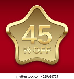 45% off golden badge, vector 