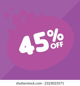 45% off per cent, percentage number in a colored circle, promotion, big sale, colorful background