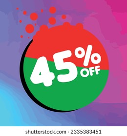 45% off per cent, percentage number in a colored circle, promotion, big sale, colorful background