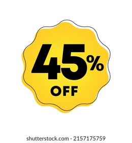 45% off. For price, sales discounts, promotions, retail and store offers. Use in banner, poster, social media.