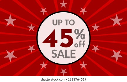 Up to 45% Off, red banner with discount for mega sales