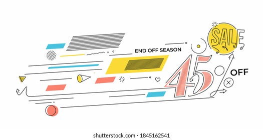 45% OFF Sale Discount Banner. Discount offer price tag. Vector Modern Sticker Illustration.