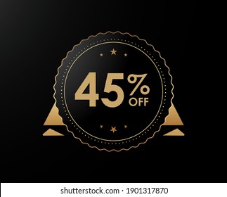 45% OFF Sale Discount Banner, 45 percent off isolated sticker