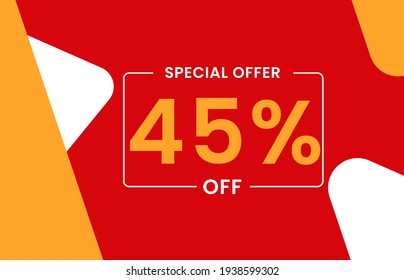 45% OFF Sale Discount Banner. Discount offer price tag. 45% OFF Special offer
