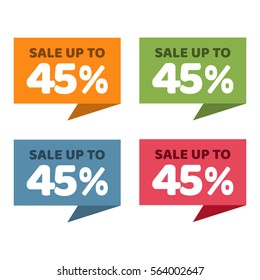 45% off. Sale and discount price badge banner.