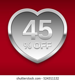 45% off silver badge, vector