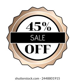 45% de descuento con los colores blanco, dorado y negro.