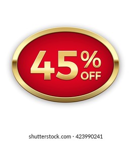 45% off vector badge, gold