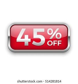 45% off vector badge, silver