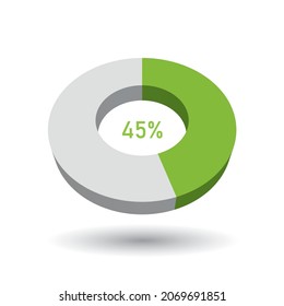 45 percent 3D vector pie chart