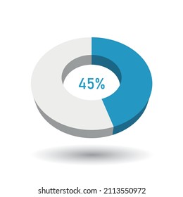 45 percent 3D vector pie chart