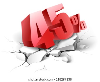 45 percent discount icon on white background