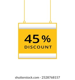 45 percent discount isolated flat design banner. vector template.