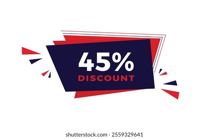 45 percent discount sale great promotion, shopping discount label vector illustration.