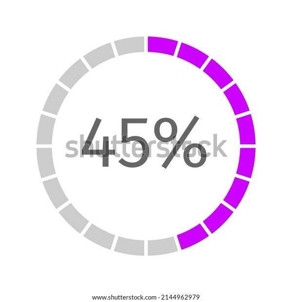 45 percent filled round loading bar divided\
on segments from 1 to 20. Progress, waiting, buffering or\
downloading icon. Infographic element for website interface. Vector\
flat illustration