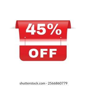 45 percent off - Banner label vector design announcement template. flat design symbol.