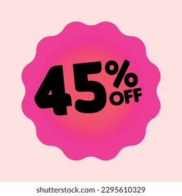 45 percent off big sales discount. pink Balloon on lilac background