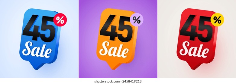 45 percent Off. Discount creative composition. Mega Sale. Vector illustration.