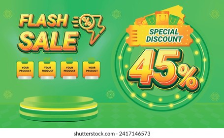 45 PERCENT OFF DISCOUNT FLASH SALE PROMO SHOPPING DAY BACKGROUND SOCIAL MEDIA