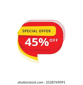 45 percent off discount label or price tag special offer. vector design.