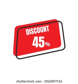 45 Percent Off, Discount Sign, Special offer price signs