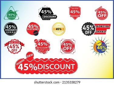 45 percent off new offer logo and icon design template bundle