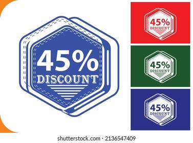 45 percent off new offer logo and icon design template