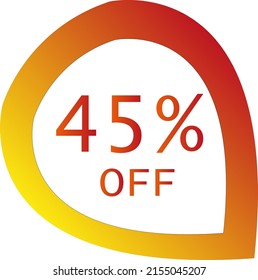 45% de descuento con formato de círculo vectorial fuera de naranja