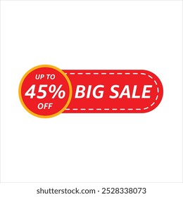 Up to 45 percent Off Red Circular Tag with Bold Big SALE Label
