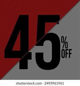 45 percent off, with red and gray noise background