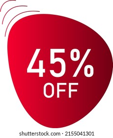 45 percent off with red vector off circle format