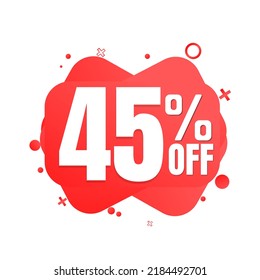 45% percent off, special (offer), limited time only. 3D red bubble design. Super discount online coupon. vector illustration