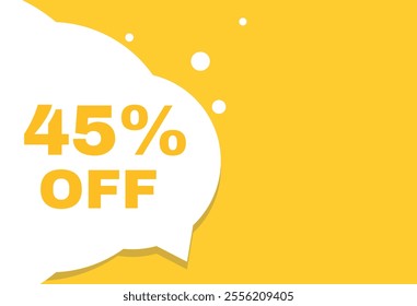 45 percent off speech bubble, flat banner icon for advertising or announcement. vector element.