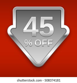 45 percent off vector badge, silver