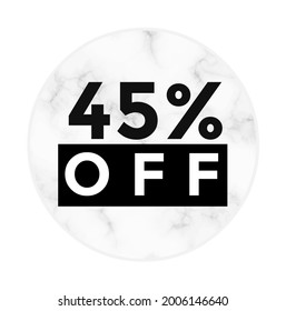 45 percent off. Vector for promotions and offers
