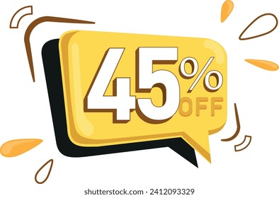 45 percent off yellow floating discount balloon
