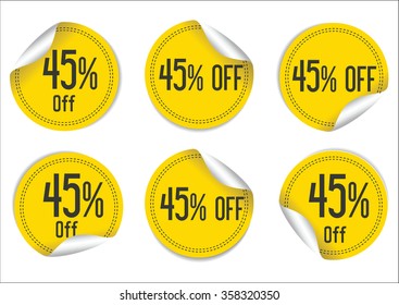 45 percent off yellow paper sale stickers