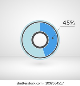 45 percent pie chart isolated symbol. Percentage vector infographics. Circle diagram sign. Business illustration icon for marketing project, finance, financial report, web, concept design, download